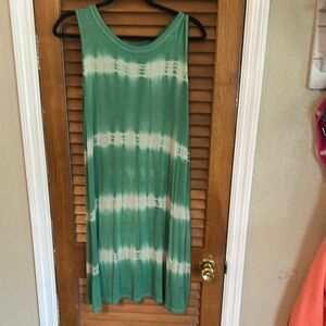 Sweet Claire Green and White Tie-Dye Dress